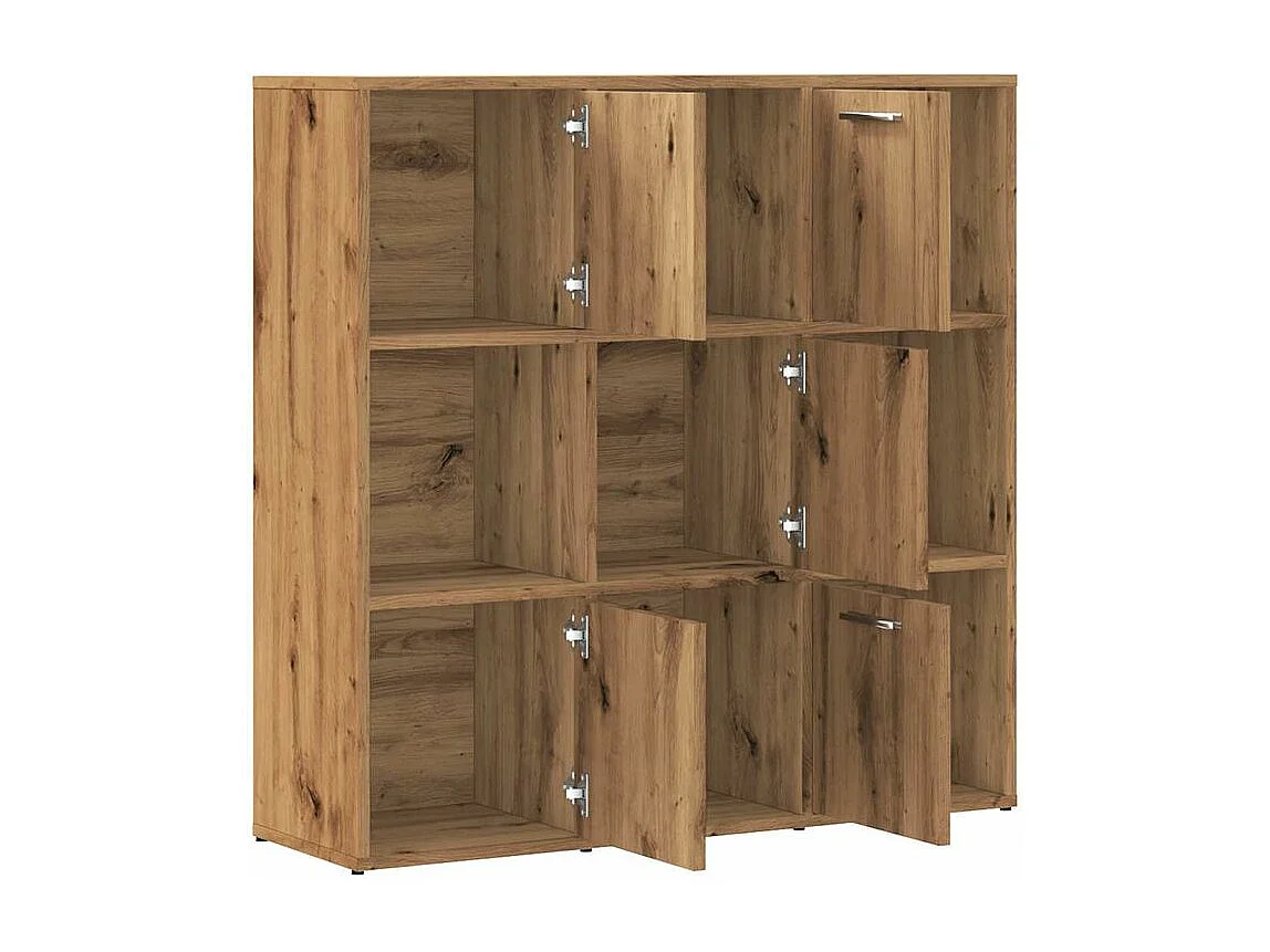 Bibliothèque chêne artisanal 90x28x90 bois d'ingénierie