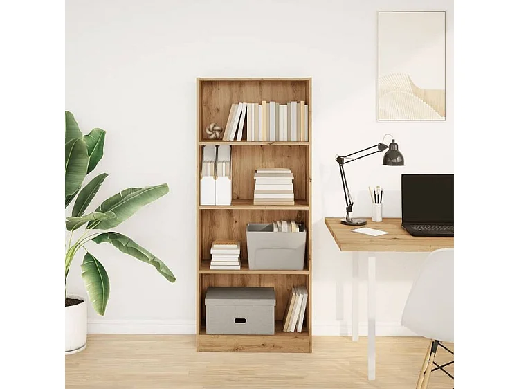 Bibliothèque chêne artisanal 60x24x143 bois d'ingénierie