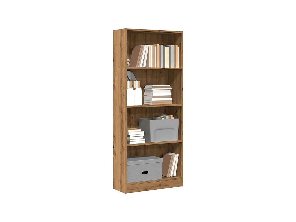 Bibliothèque chêne artisanal 60x24x143 bois d'ingénierie