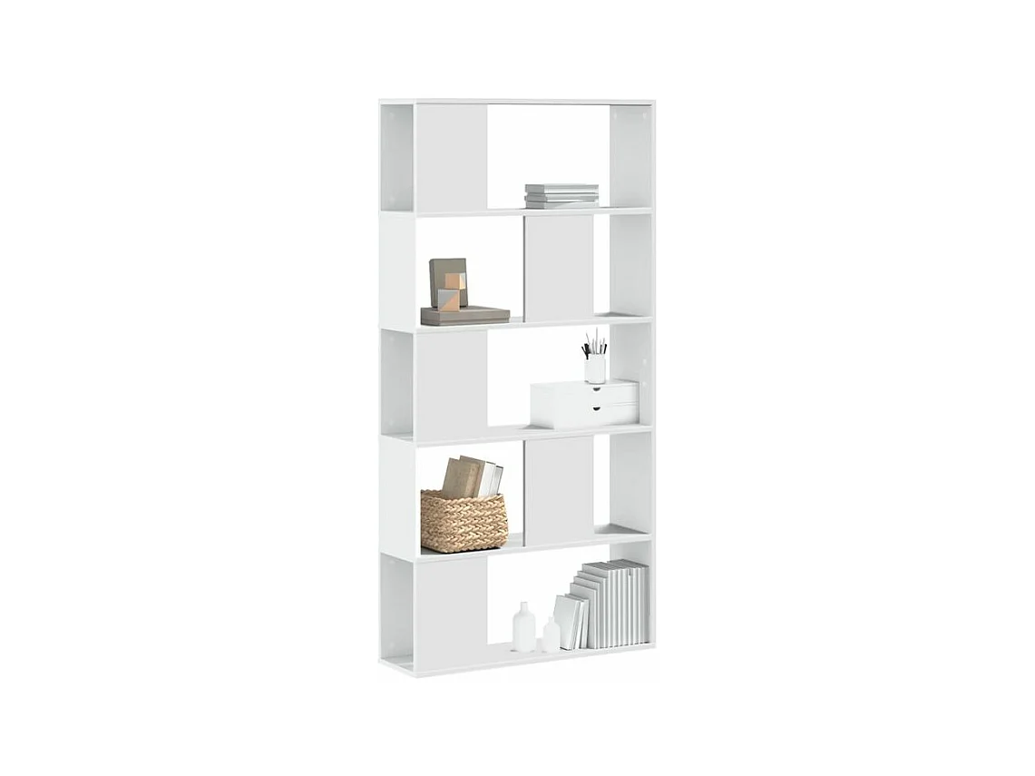 Bibliothèque 5 niveaux blanc 80,5x23,5x162,5 bois ingénierie