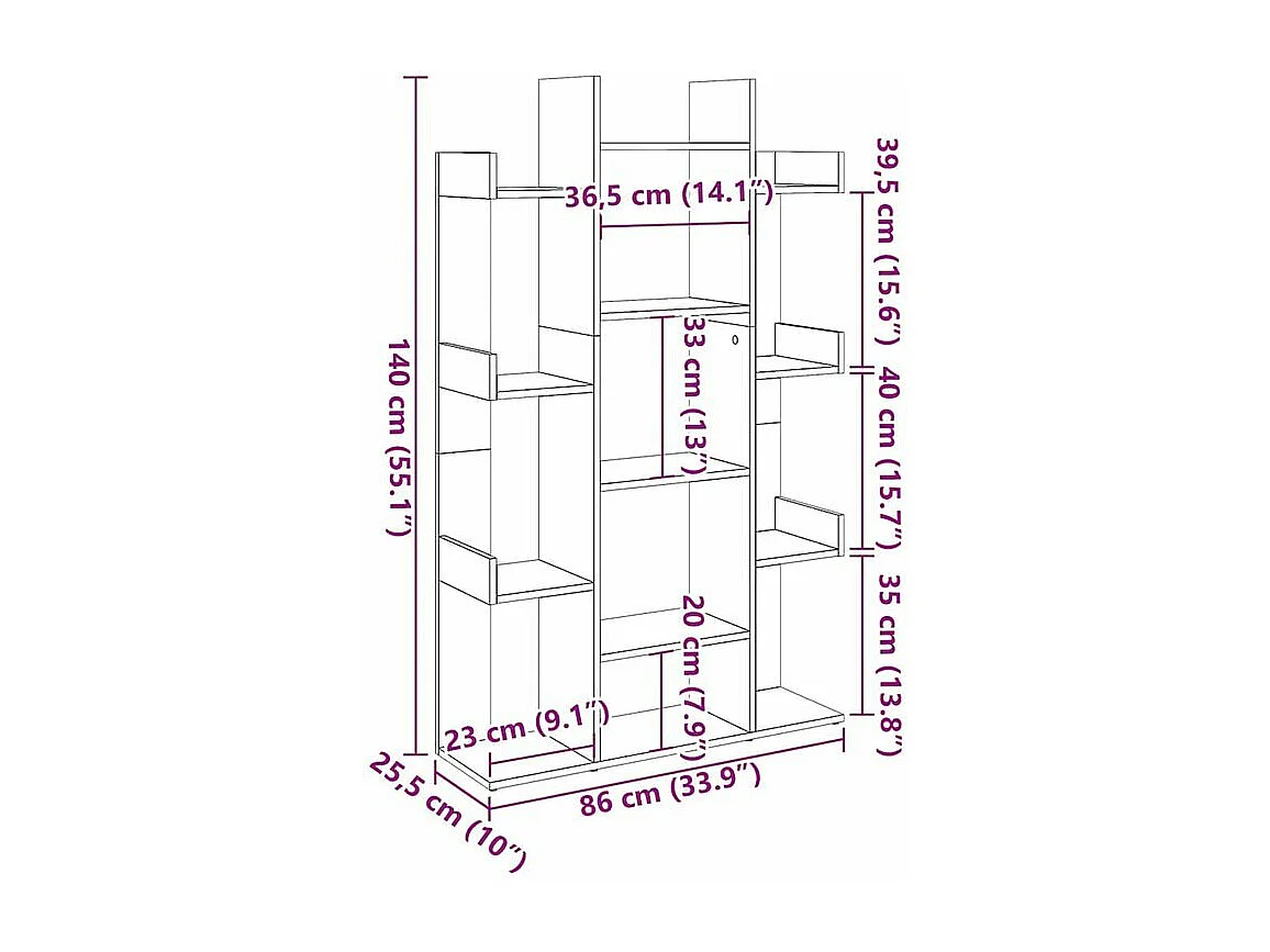 Bibliothèque vieux bois 86x25,5x140 bois d'ingénierie