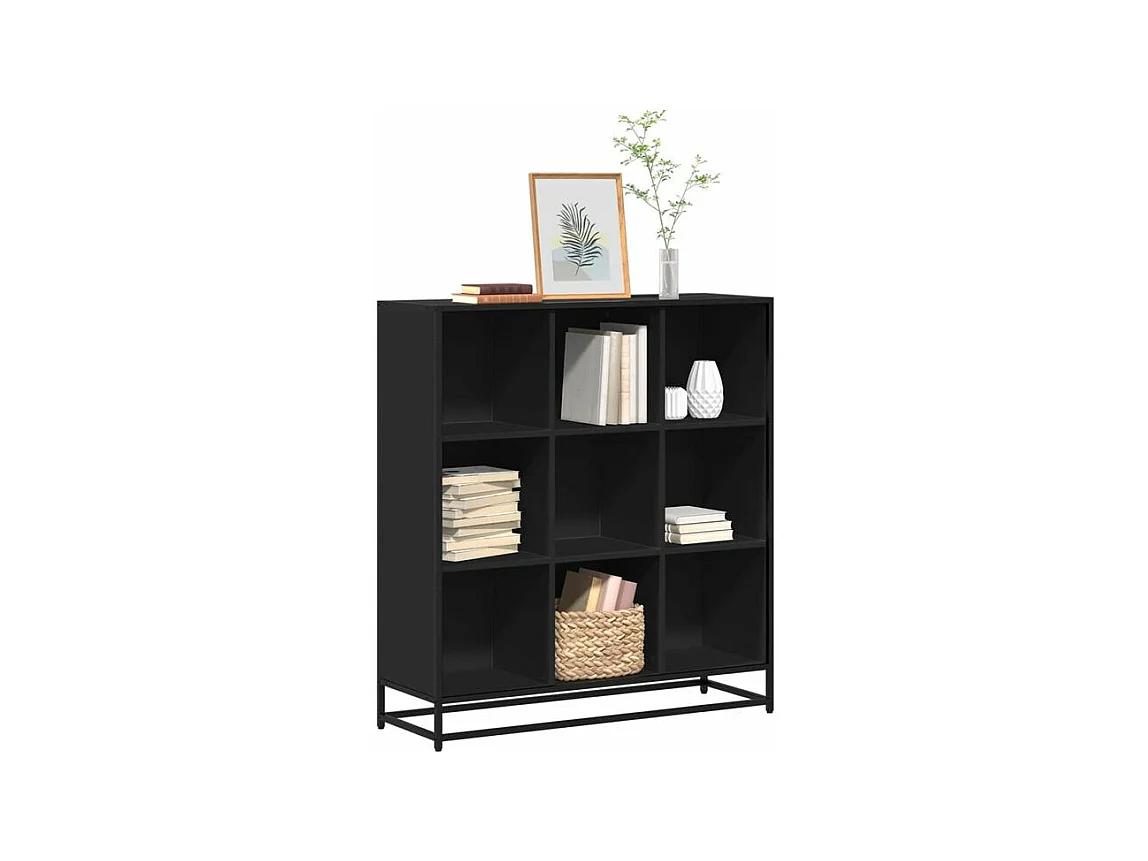 Bibliothèque noir 97,5x33x107,5 bois d'ingénierie et métal