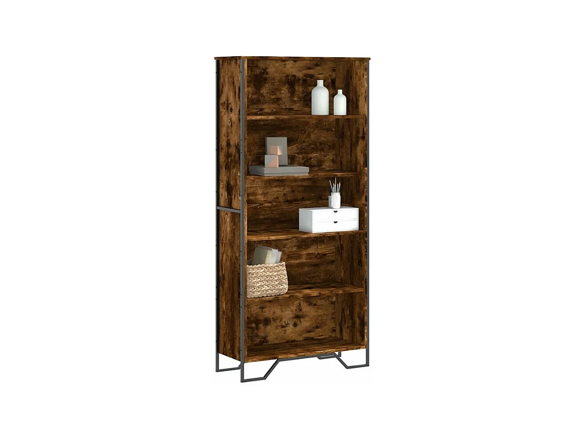 Bibliothèque chêne fumé 80x31x169 bois d'ingénierie