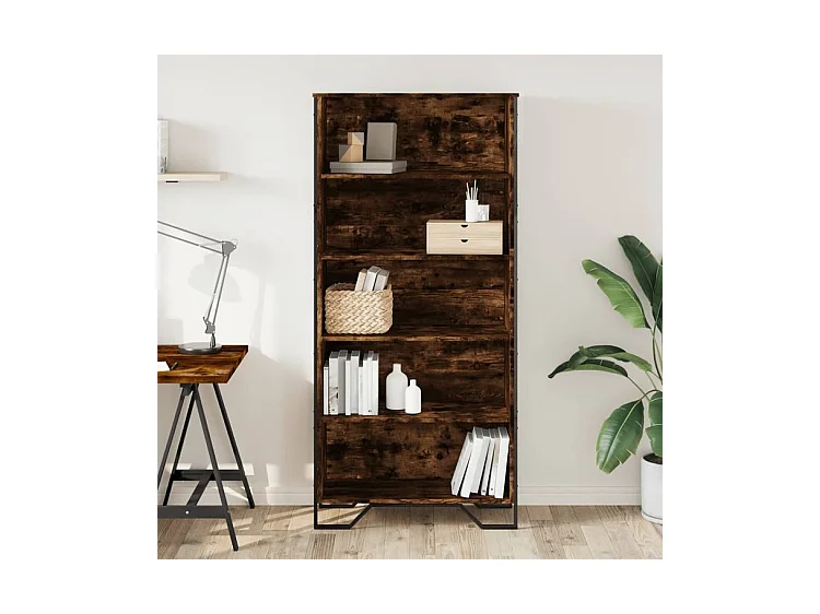 Bibliothèque chêne fumé 80x31x169 bois d'ingénierie