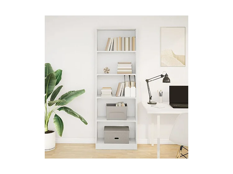 Bibliothèque blanc 60x24x176 bois d'ingénierie