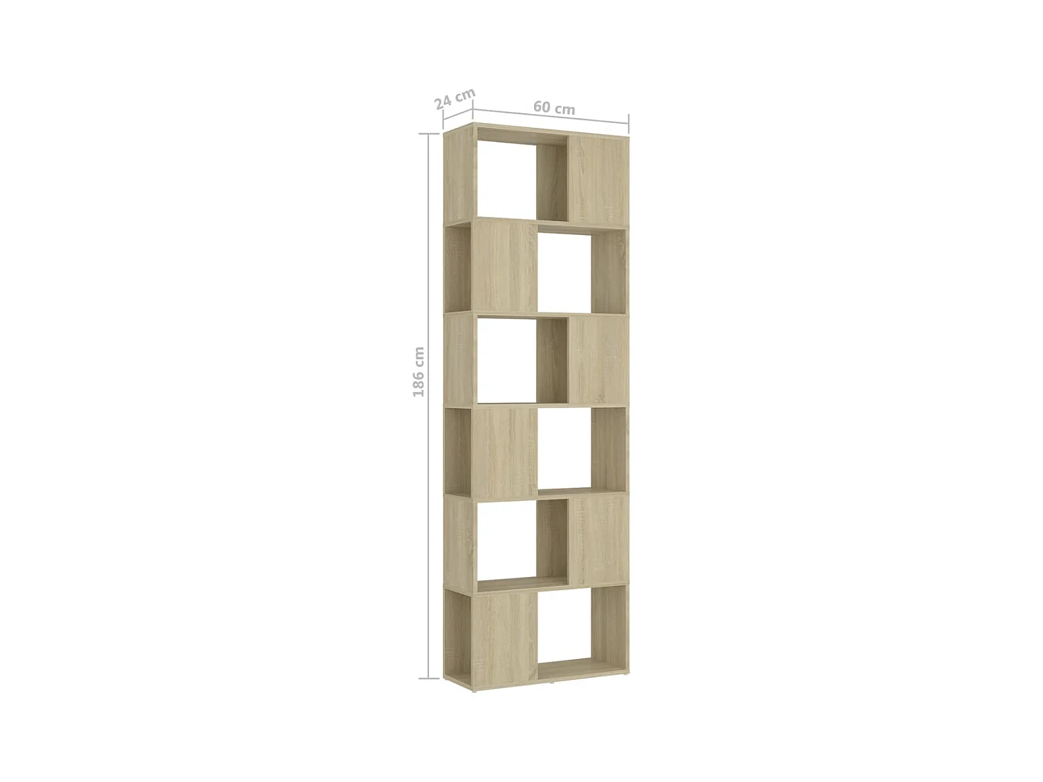 Bibliothèque séparateur en bois Mikola 60cm - Simple et moderne-Couleur Chêne clair