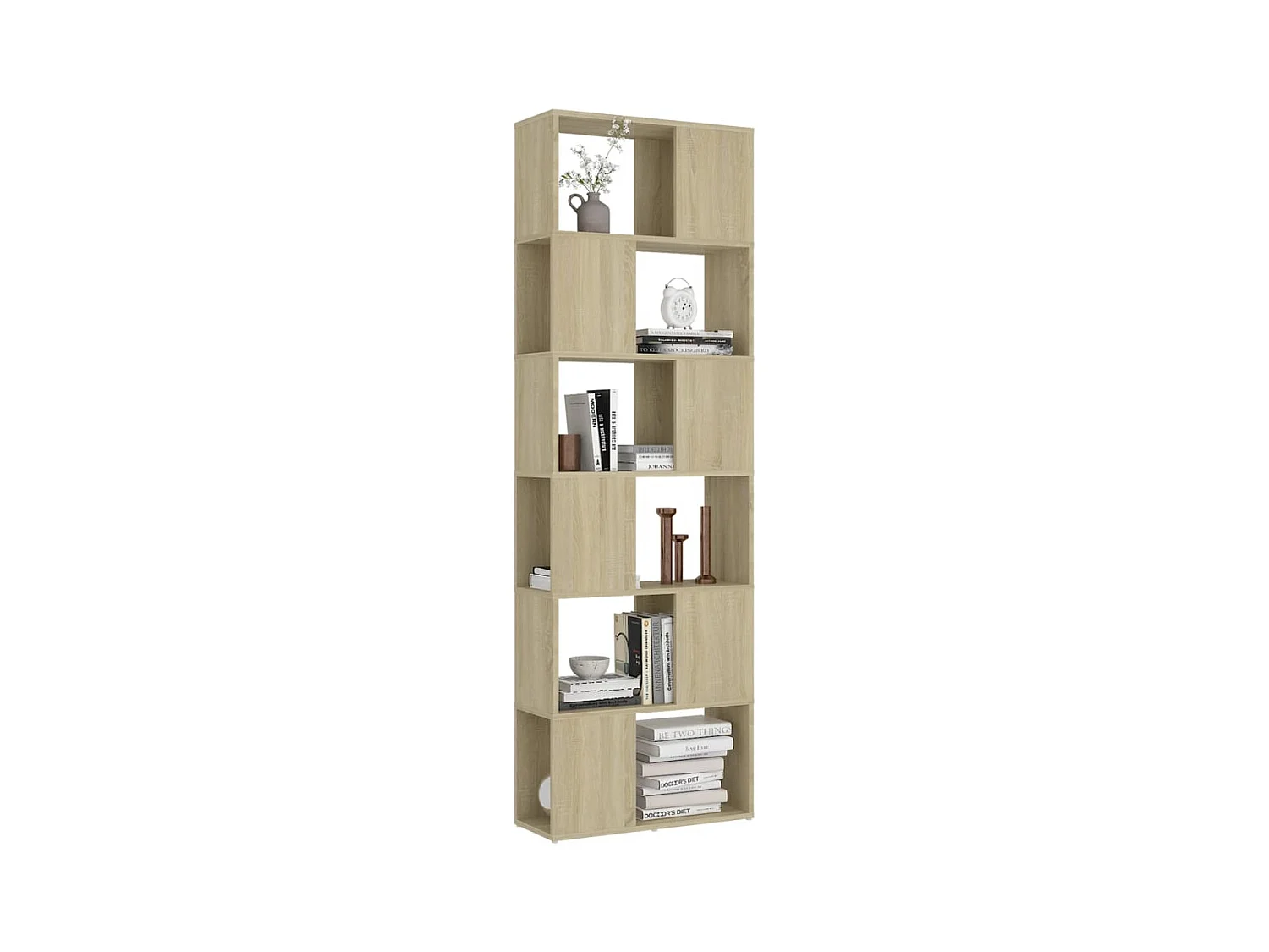 Bibliothèque séparateur en bois Mikola 60cm - Simple et moderne-Couleur Chêne clair