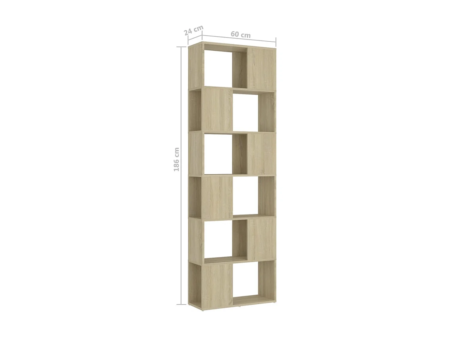 Bibliothèque séparateur en bois Mikola 60cm - Simple et moderne-Couleur Chêne clair