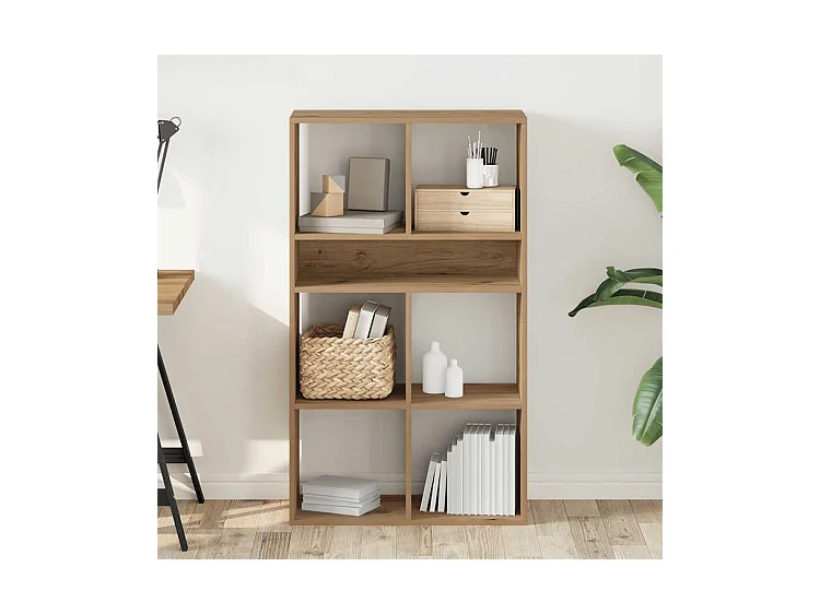 Bibliothèque chêne artisanal 66x31x112 bois d'ingénierie