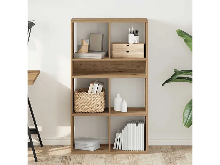 Bibliothèque chêne artisanal 66x31x112 bois d'ingénierie