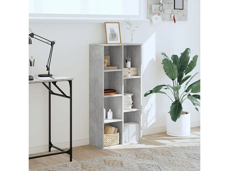 Bibliothèque gris béton 50x25x105 bois d'ingénierie