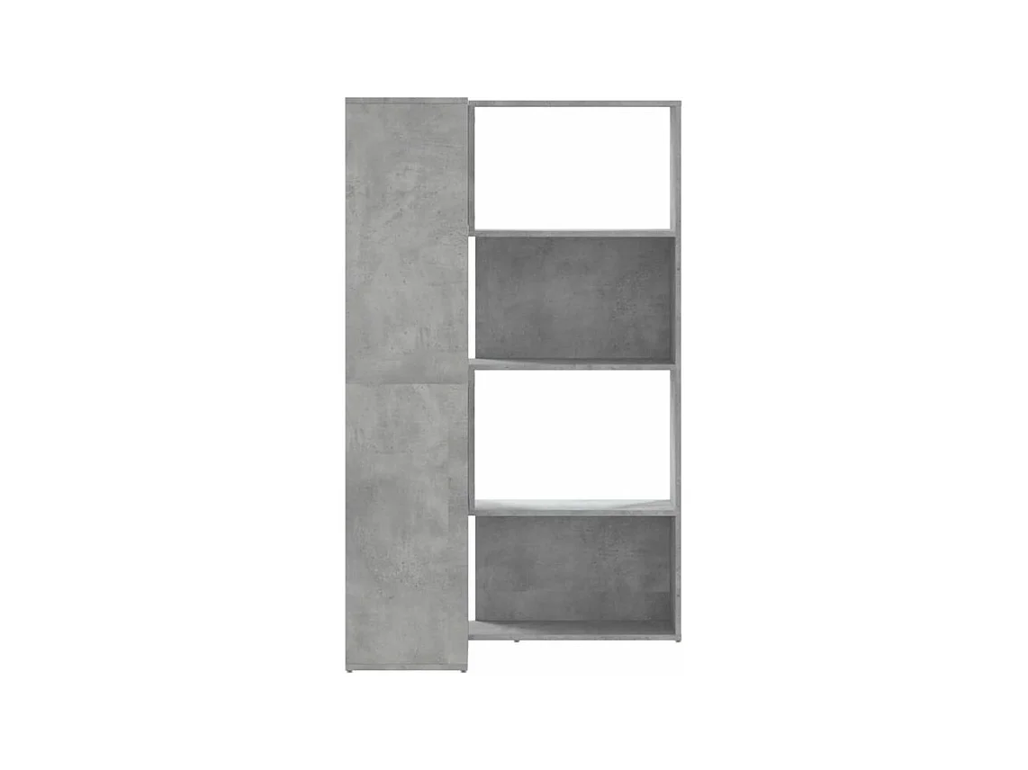 Bibliothèque d'angle à 4 niveaux gris béton bois d'ingénierie