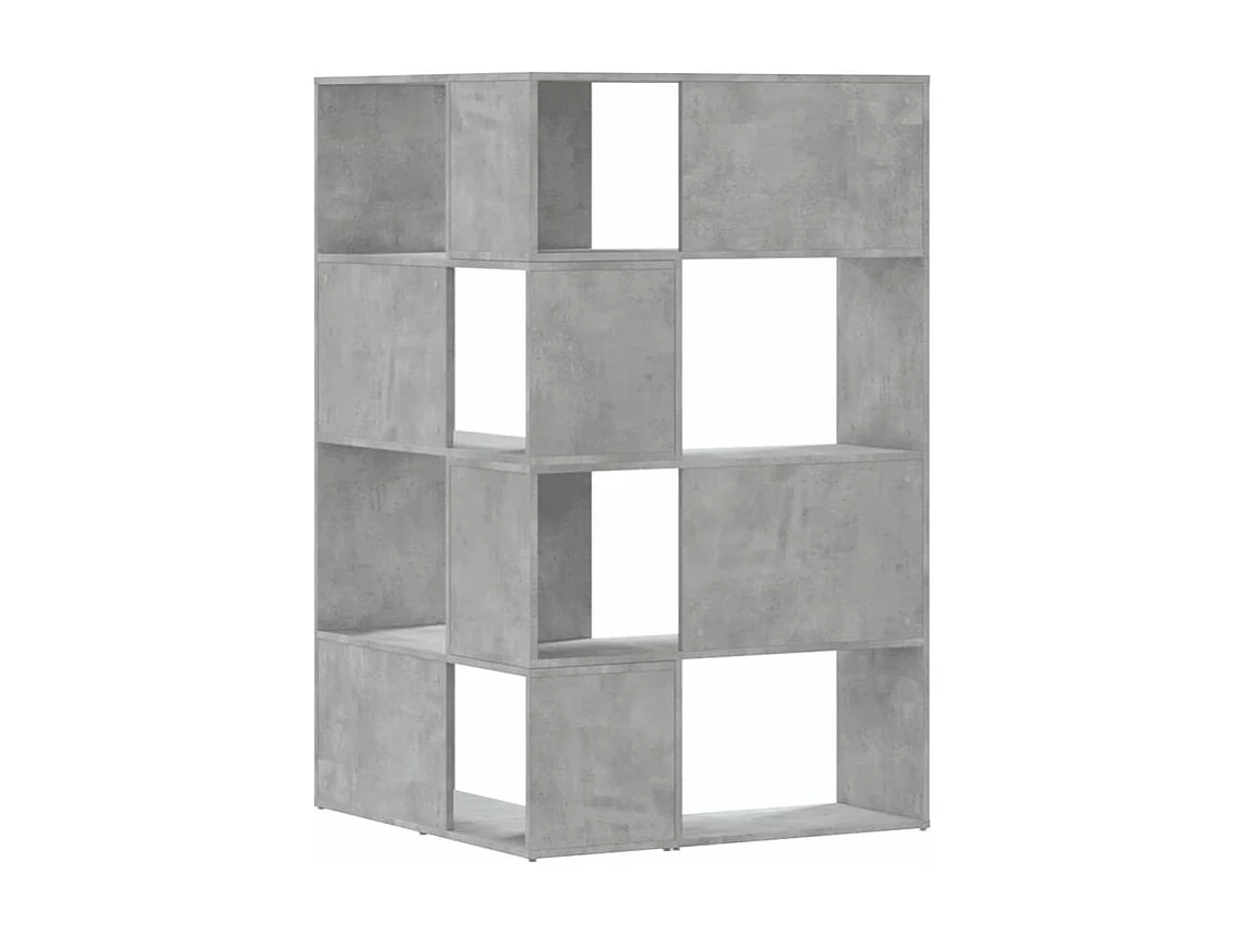 Bibliothèque d'angle à 4 niveaux gris béton bois d'ingénierie