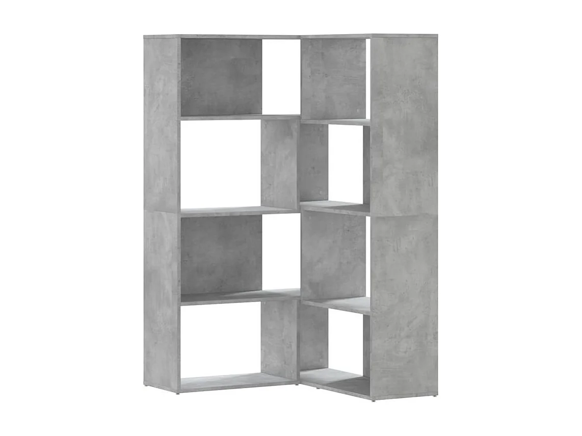 Bibliothèque d'angle à 4 niveaux gris béton bois d'ingénierie