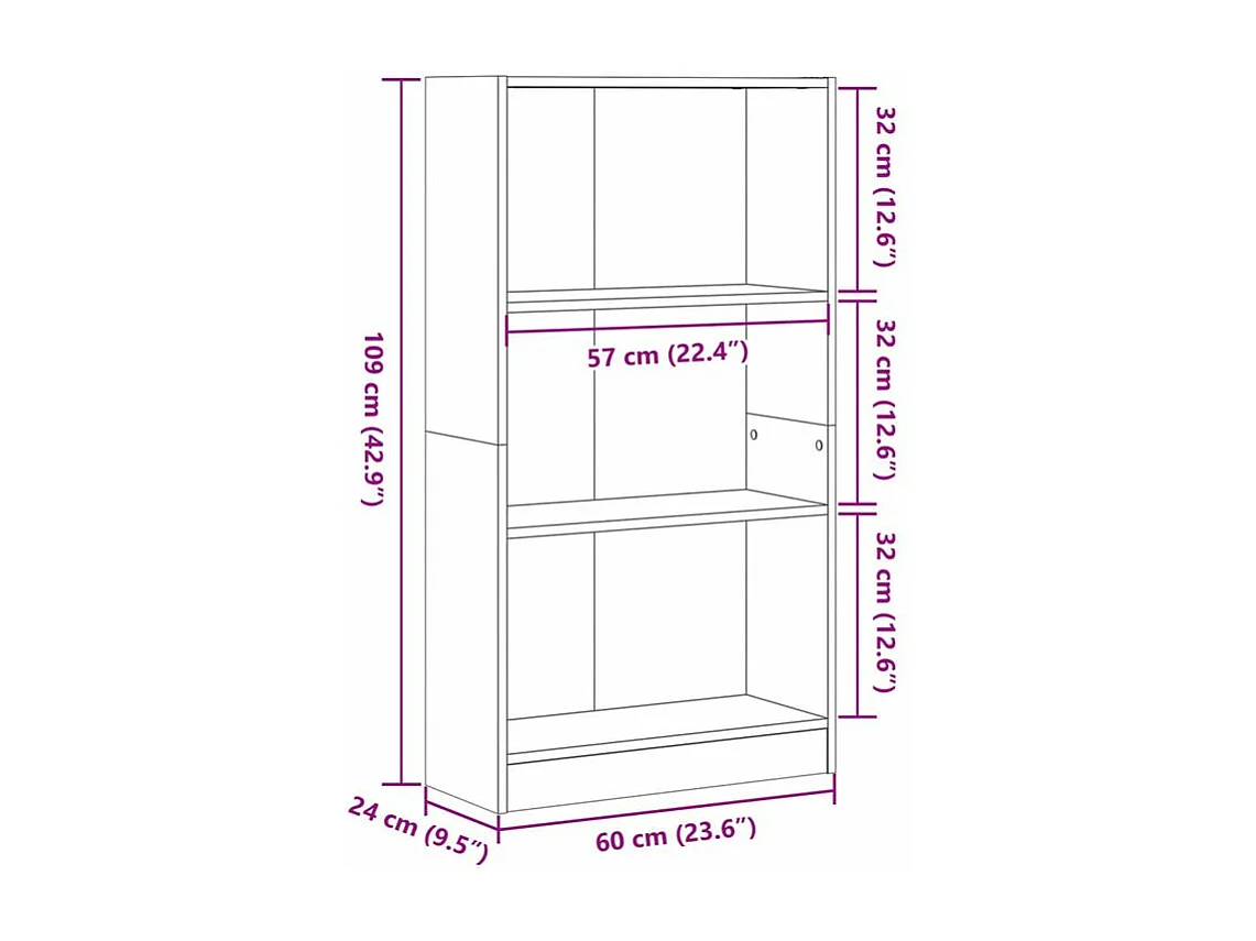 Bibliothèque chêne marron 60x24x109 bois d'ingénierie