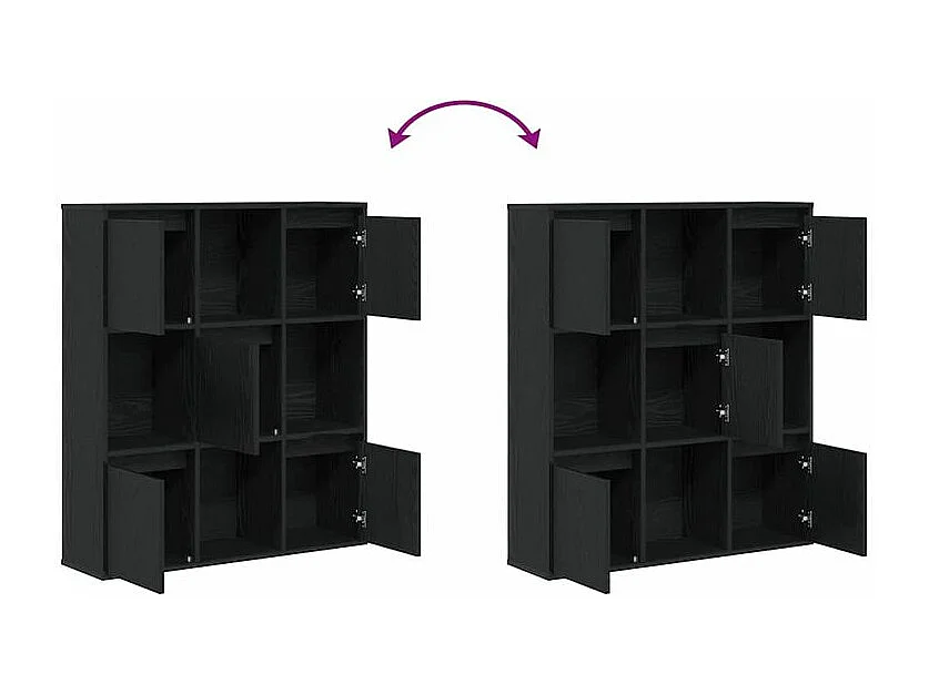 Meuble de rangement Kate 89cm - 4 niches 5 portes-Couleur Noir