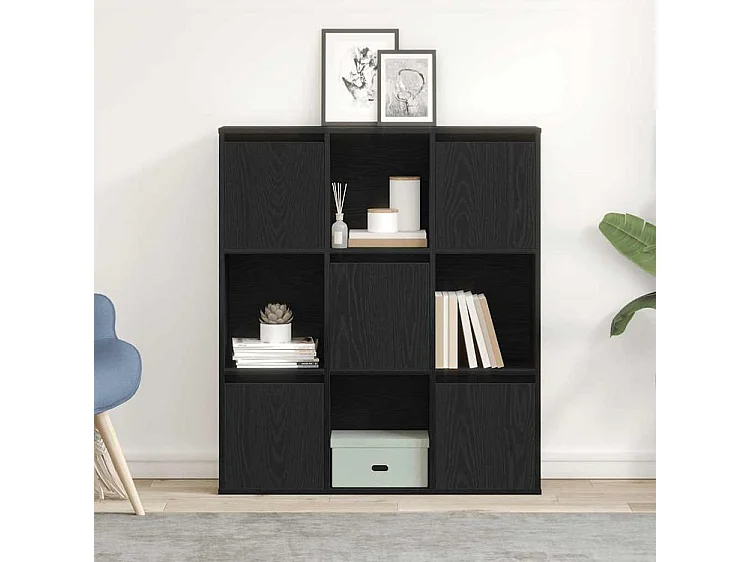 Meuble de rangement Kate 89cm - 4 niches 5 portes-Couleur Noir