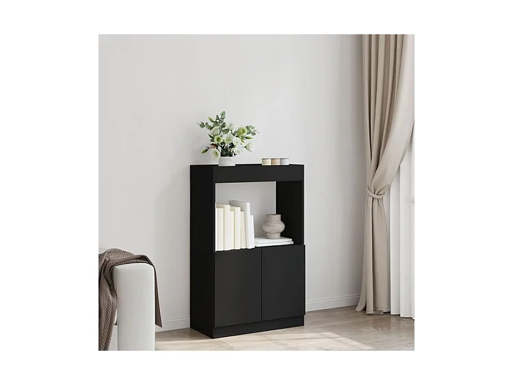 Buffet haut noir 63x33x100 bois d'ingénierie