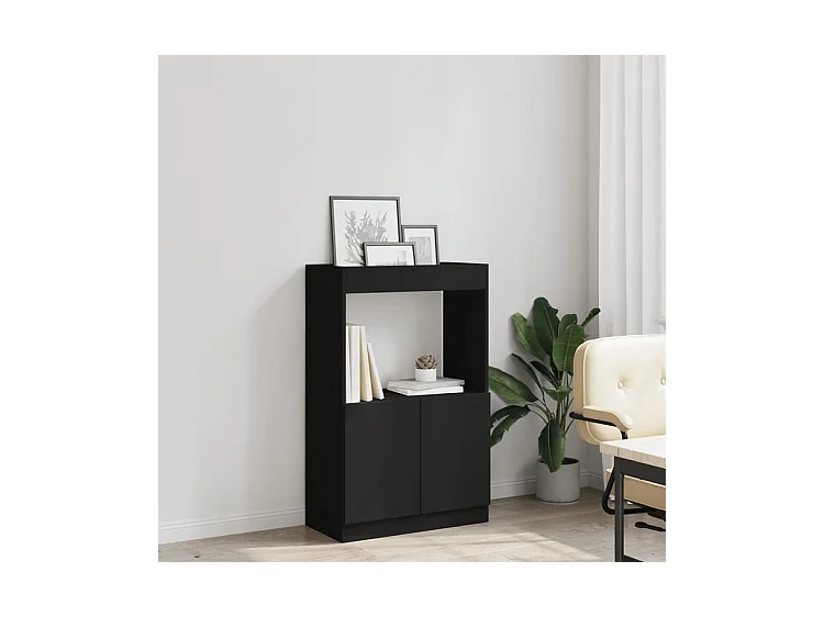 Buffet haut noir 63x33x100 bois d'ingénierie