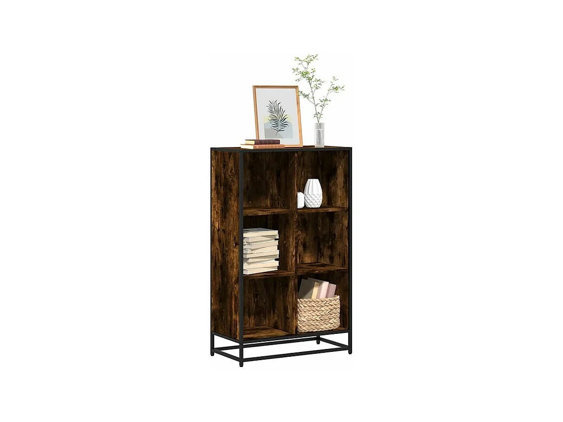 Bibliothèque chêne fumé 65,5x33x107,5 bois d'ingénierie
