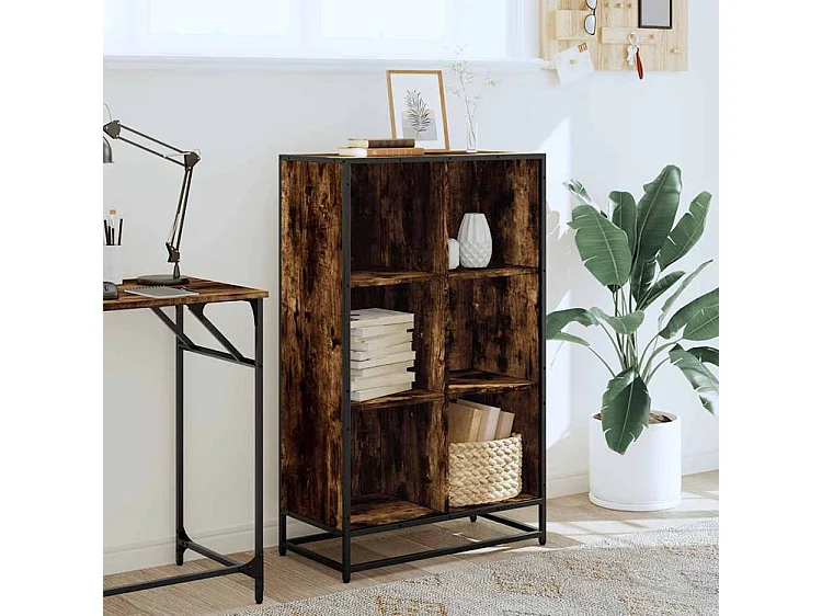 Bibliothèque chêne fumé 65,5x33x107,5 bois d'ingénierie