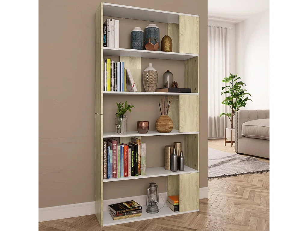 Bibliothèque-Séparateur de pièce Blanc chêne sonoma 80x24x159