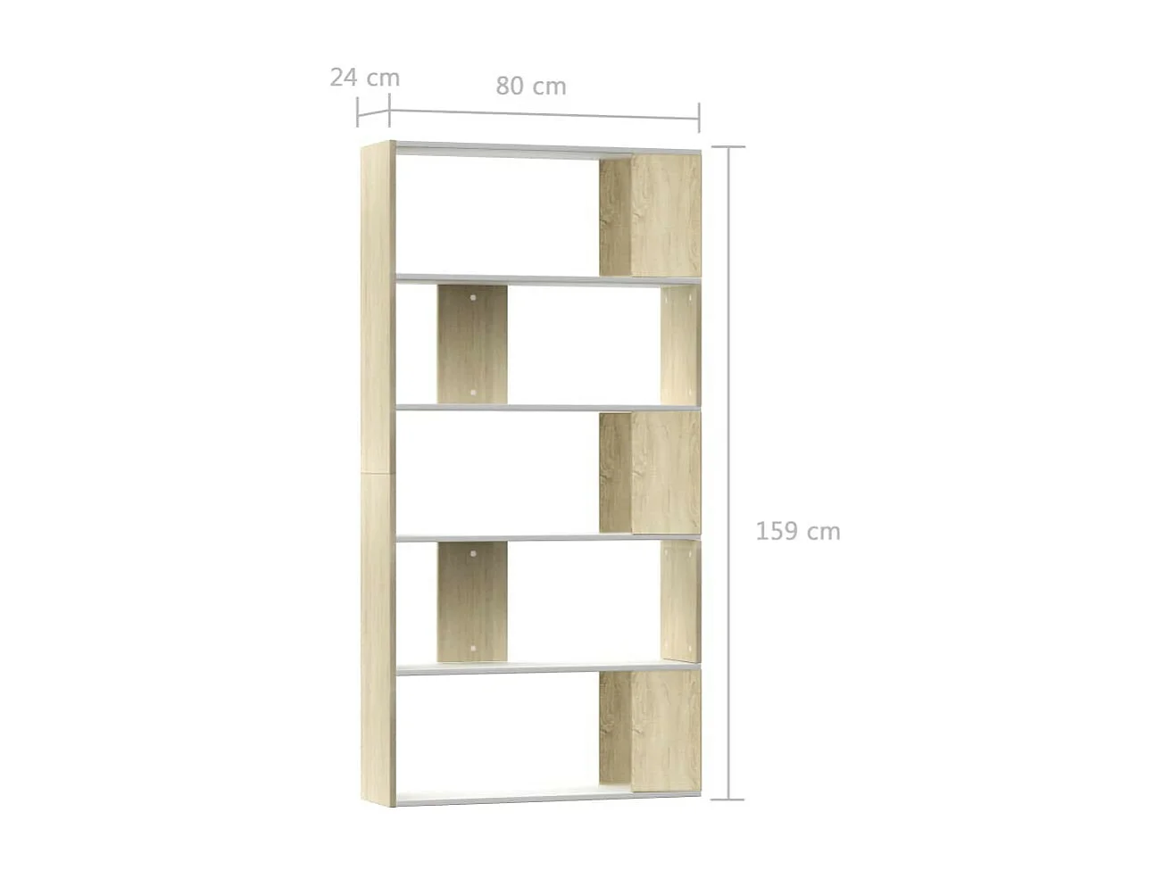Bibliothèque-Séparateur de pièce Blanc chêne sonoma 80x24x159