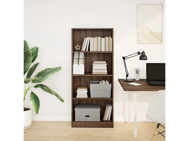 Bibliothèque chêne marron 60x24x143 bois d'ingénierie