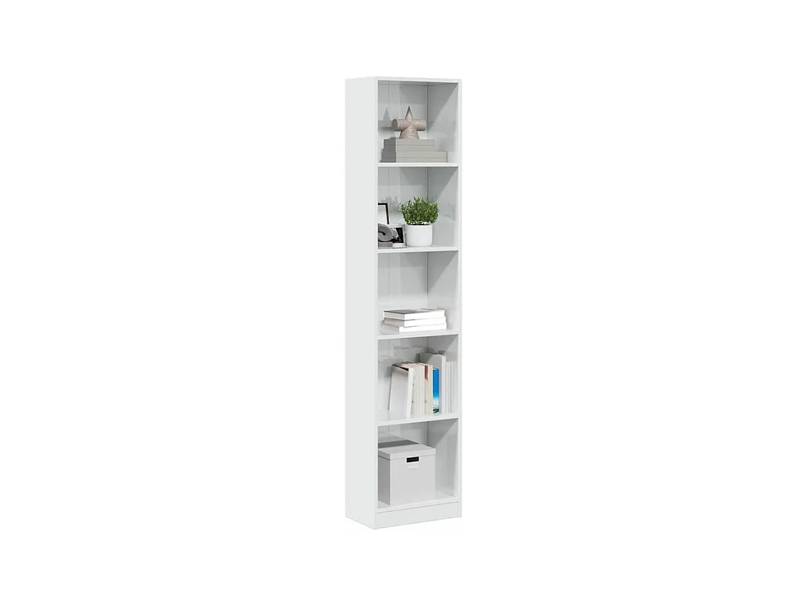 Bibliothèque blanc brillant 40x24x176 bois d'ingénierie