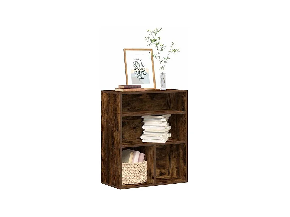 Bibliothèque chêne fumé 60x30x71,5 bois d'ingénierie