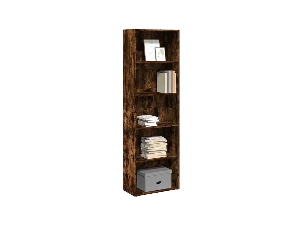 Bibliothèque chêne fumé 60x30x189 bois d'ingénierie