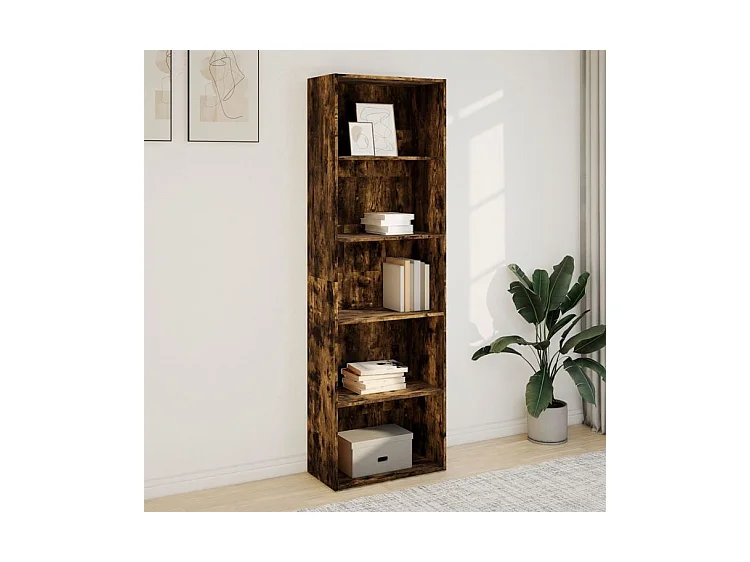 Bibliothèque chêne fumé 60x30x189 bois d'ingénierie