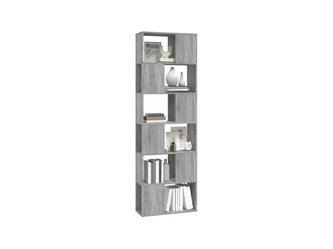 Bibliothèque séparateur en bois Mikola 60cm - Simple et moderne-Couleur Chêne gris