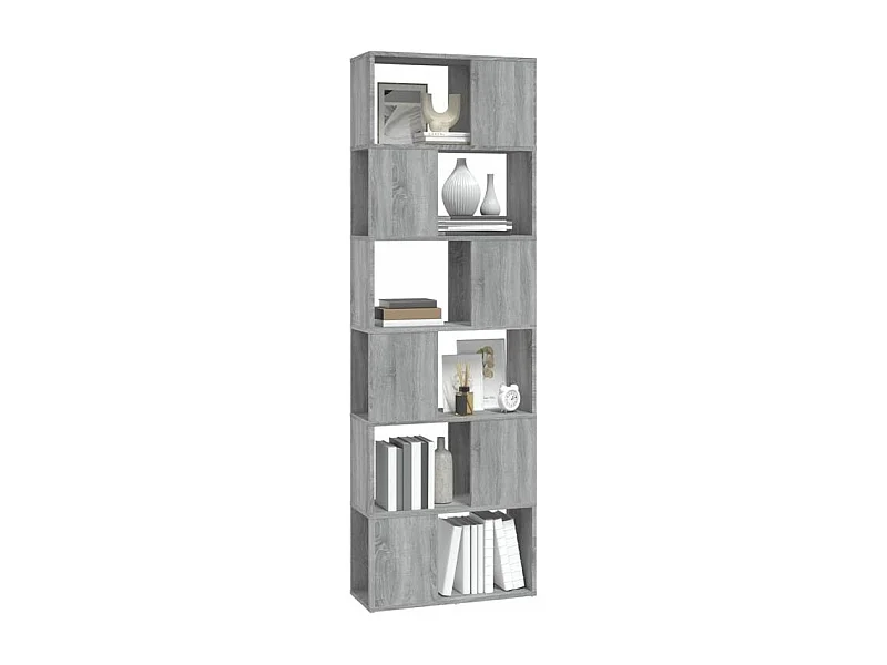 Bibliothèque séparateur en bois Mikola 60cm - Simple et moderne-Couleur Chêne gris