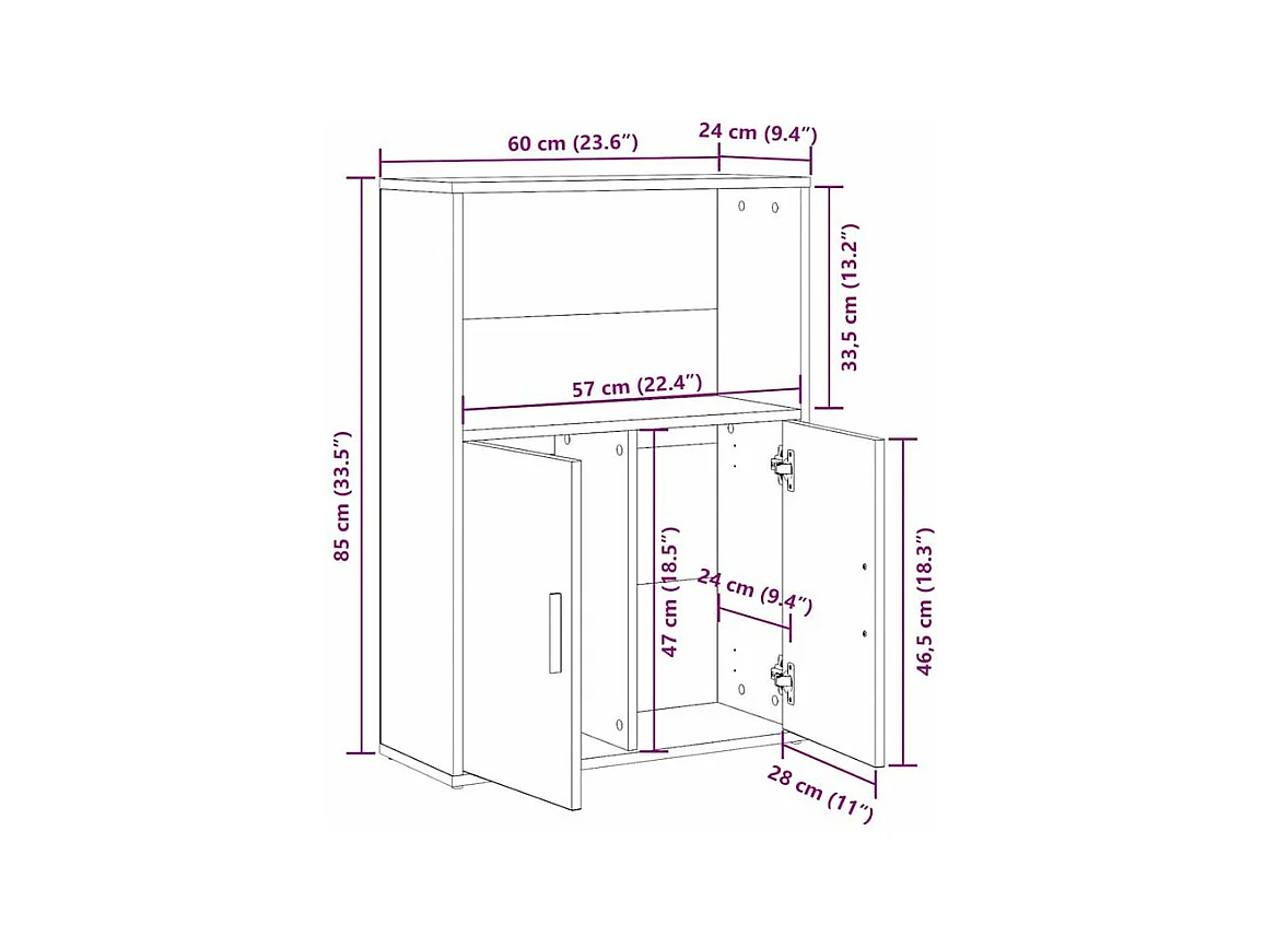 Bibliothèque blanc 60x24x85 bois d'ingénierie