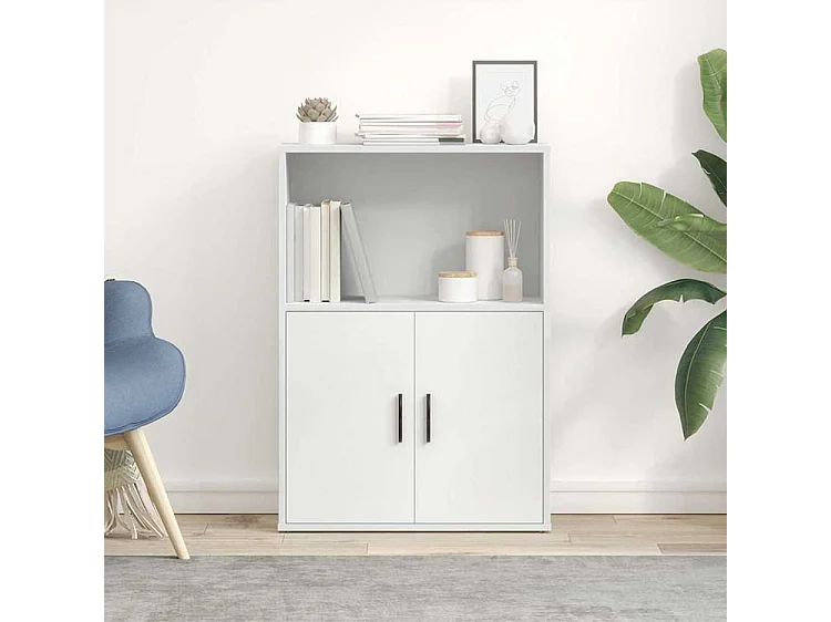 Bibliothèque blanc 60x24x85 bois d'ingénierie