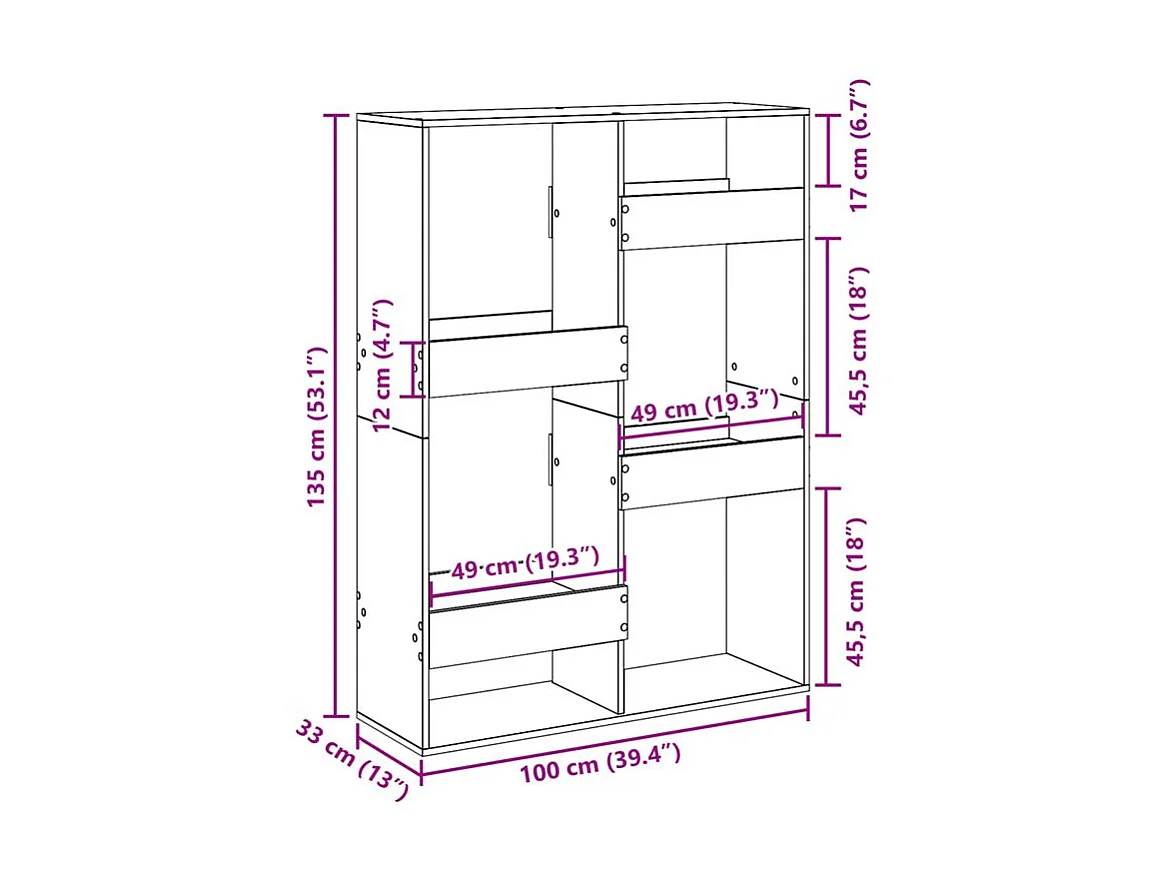 Cloison de séparation vieux bois 100x33x135 bois d'ingénierie