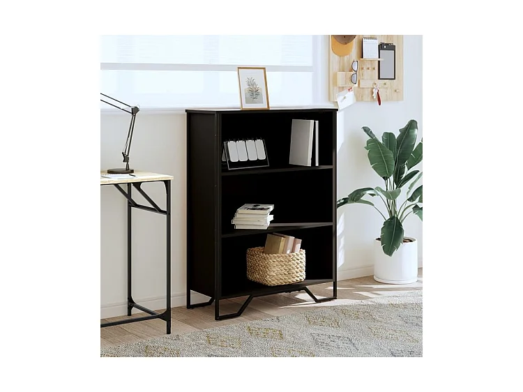 Bibliothèque noir 80x31x106 bois d'ingénierie