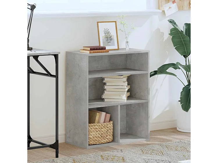 Bibliothèque gris béton 60x30x71,5 bois d'ingénierie