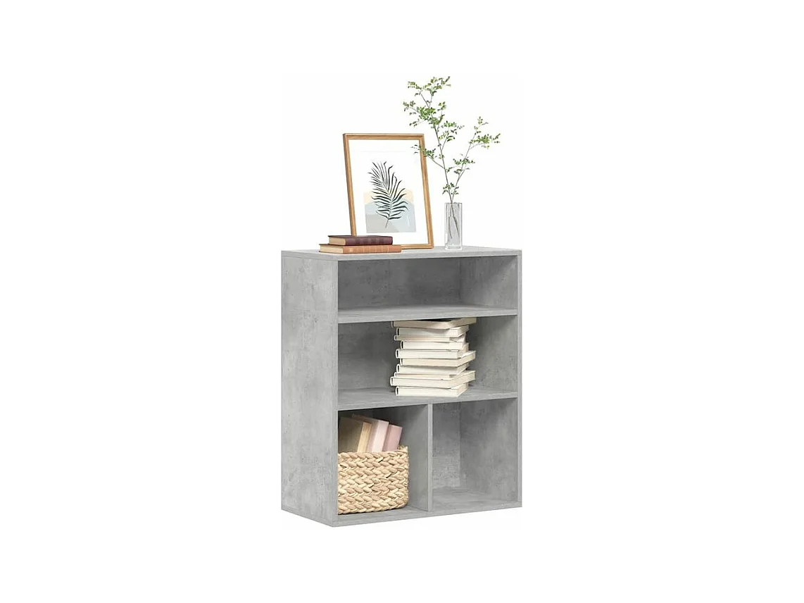 Bibliothèque gris béton 60x30x71,5 bois d'ingénierie