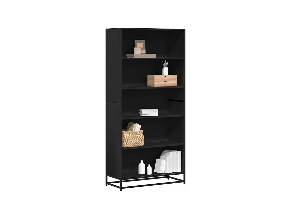 Bibliothèque noir 80,5x35x170,5 bois d'ingénierie