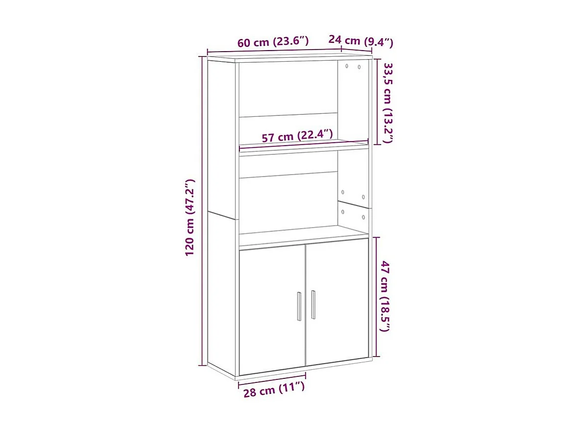 Bibliothèque blanc 60x24x120 bois d'ingénierie