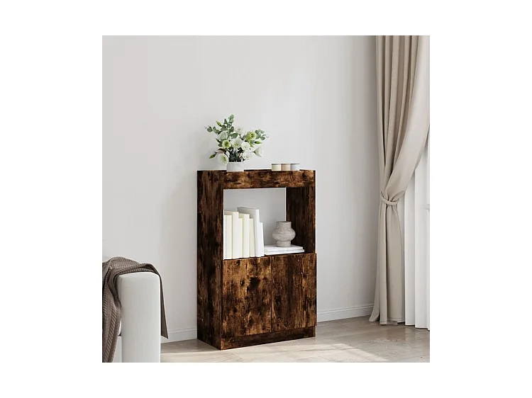 Buffet haut chêne fumé 63x33x100 bois d'ingénierie