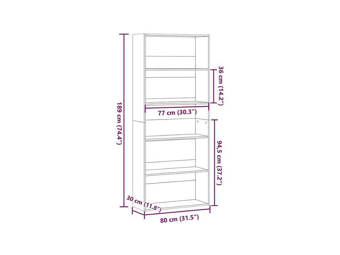 Bibliothèque 5 niveaux en bois Klazo L80xH189xP30 - Style Classique-Couleur Marron clair