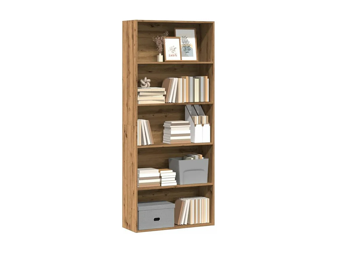 Bibliothèque 5 niveaux en bois Klazo L80xH189xP30 - Style Classique-Couleur Marron clair