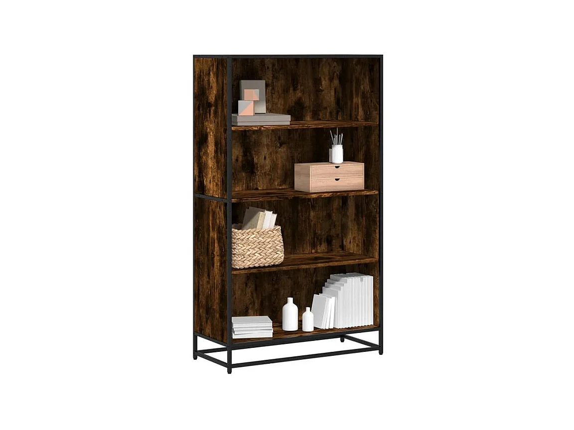 Bibliothèque chêne fumé 80,5x35x139 bois d'ingénierie