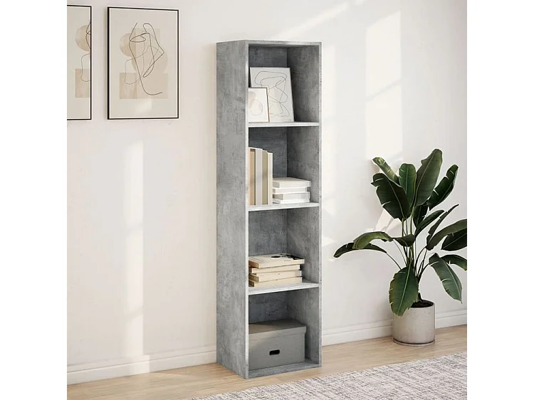 Bibliothèque gris béton 40x30x152 bois d'ingénierie