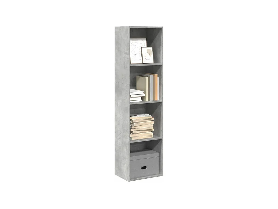 Bibliothèque gris béton 40x30x152 bois d'ingénierie