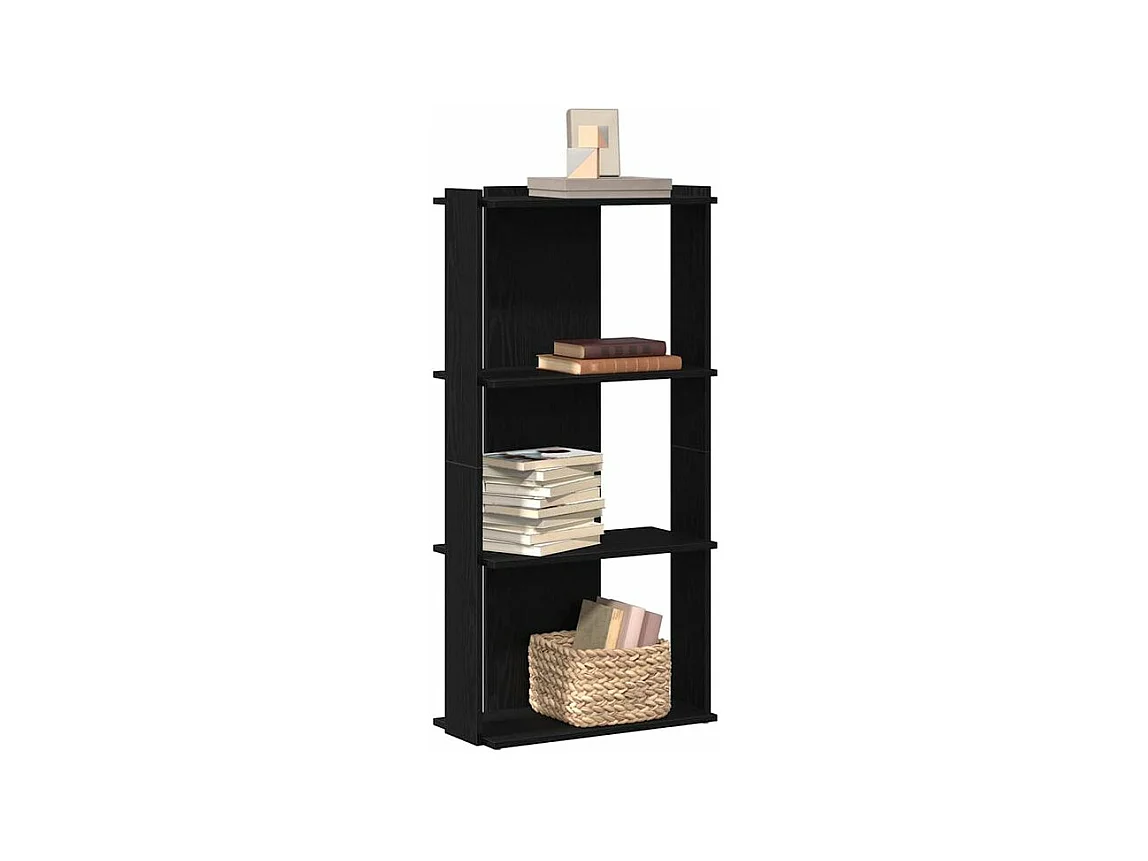Bibliothèque à 3 niveaux noir 60x30x120 bois d'ingénierie