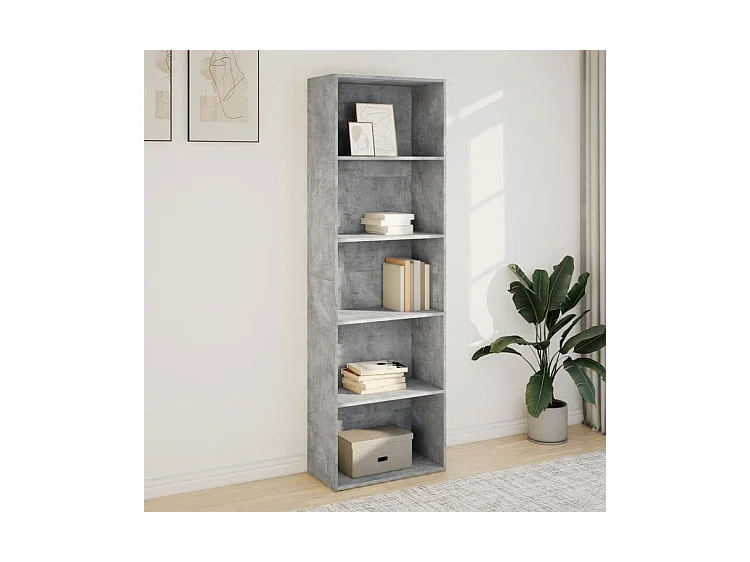 Bibliothèque gris béton 60x30x189 bois d'ingénierie